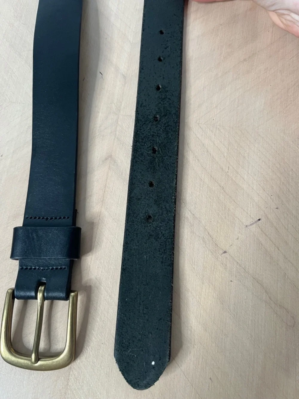Duluth Trading Co Black Leather Men's Belt with Brass Buckle Size 34
